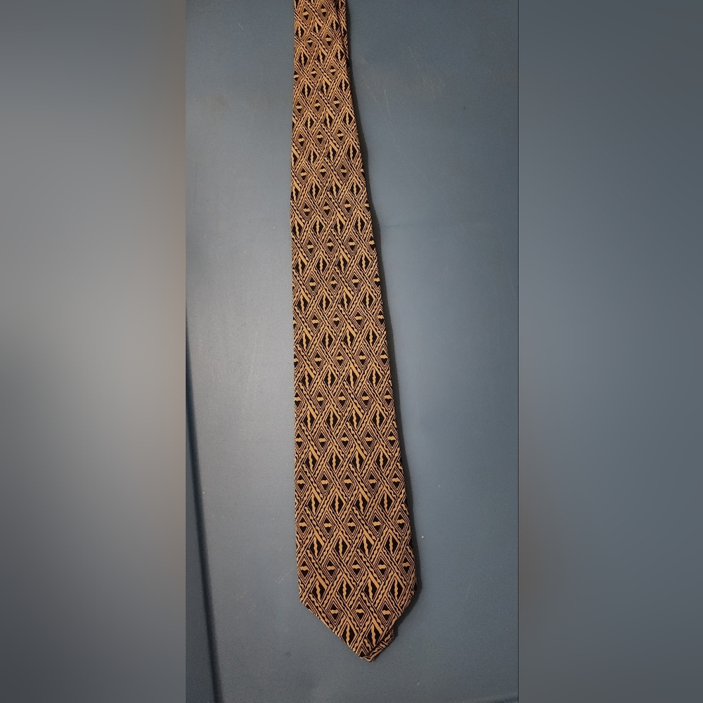 Valentino Brown and Black Geometric Silk Tie